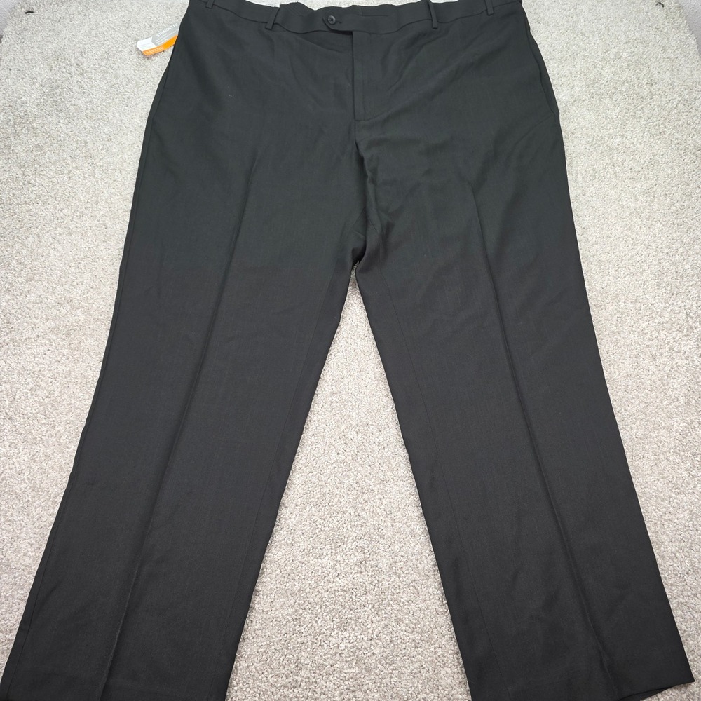 New Savane Men Select Edition Straight Fit Comfort Waist Dress Pants Black 50x32